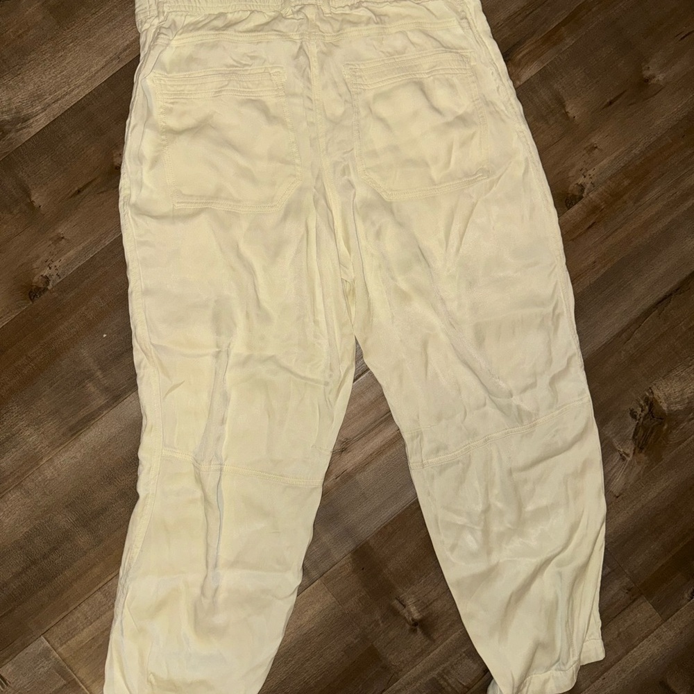 Anthropologie Cream Satin Utility trousers. Super soft, zero flaws. EUC - Picture 11 of 12